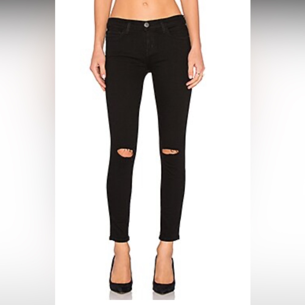 Current/Elliott The Stiletto in Jet Black Knee Destroy Size 0 25